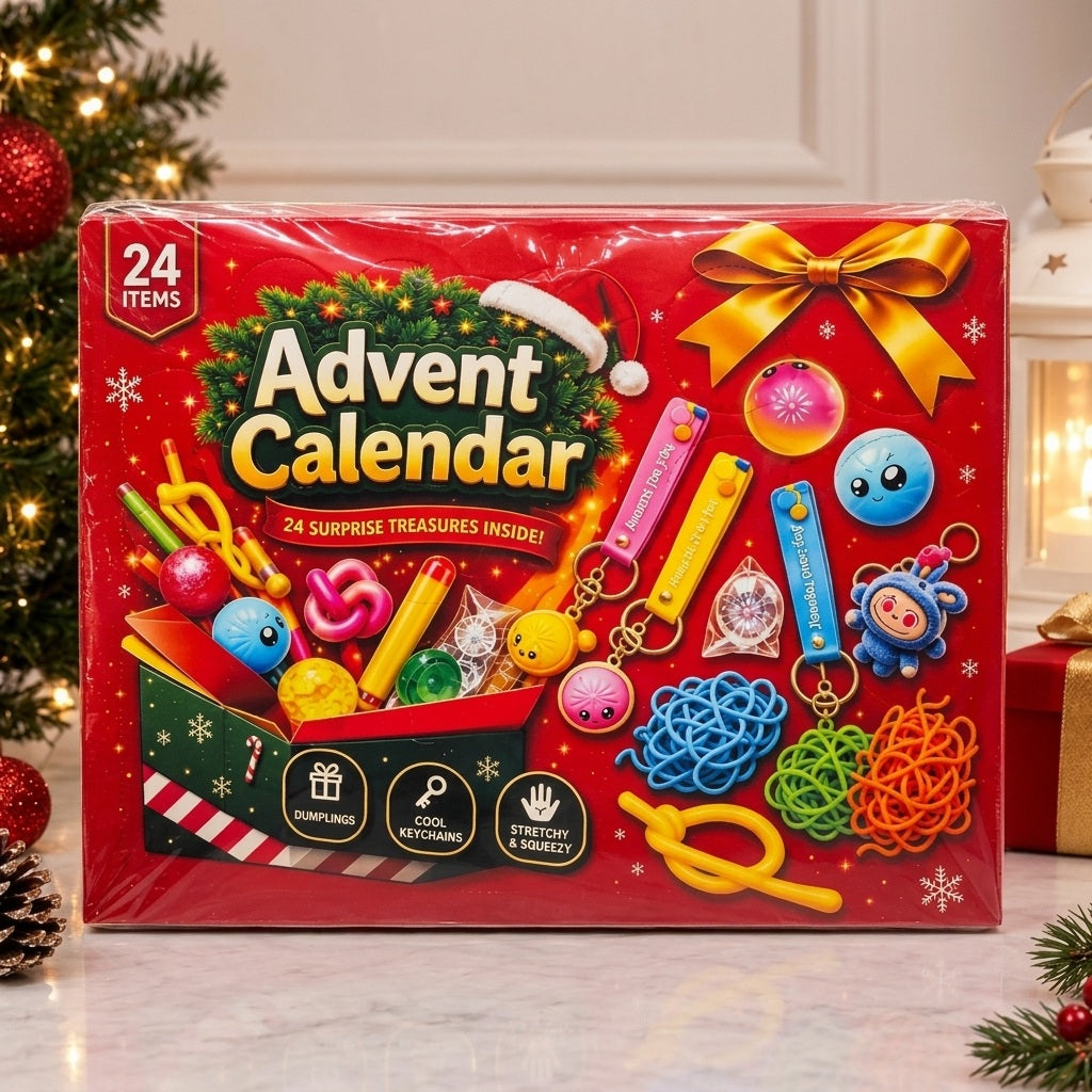 24 Piece Christmas Advent Calendar – Surprise Fidget Toys & Keychains