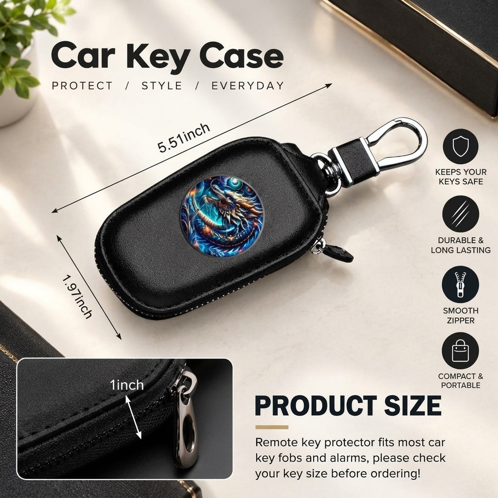 2pc Men's Dragon Wallet with Matching Car Key Pouch