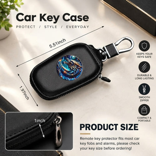 2pc Men's Dragon Wallet with Matching Car Key Pouch