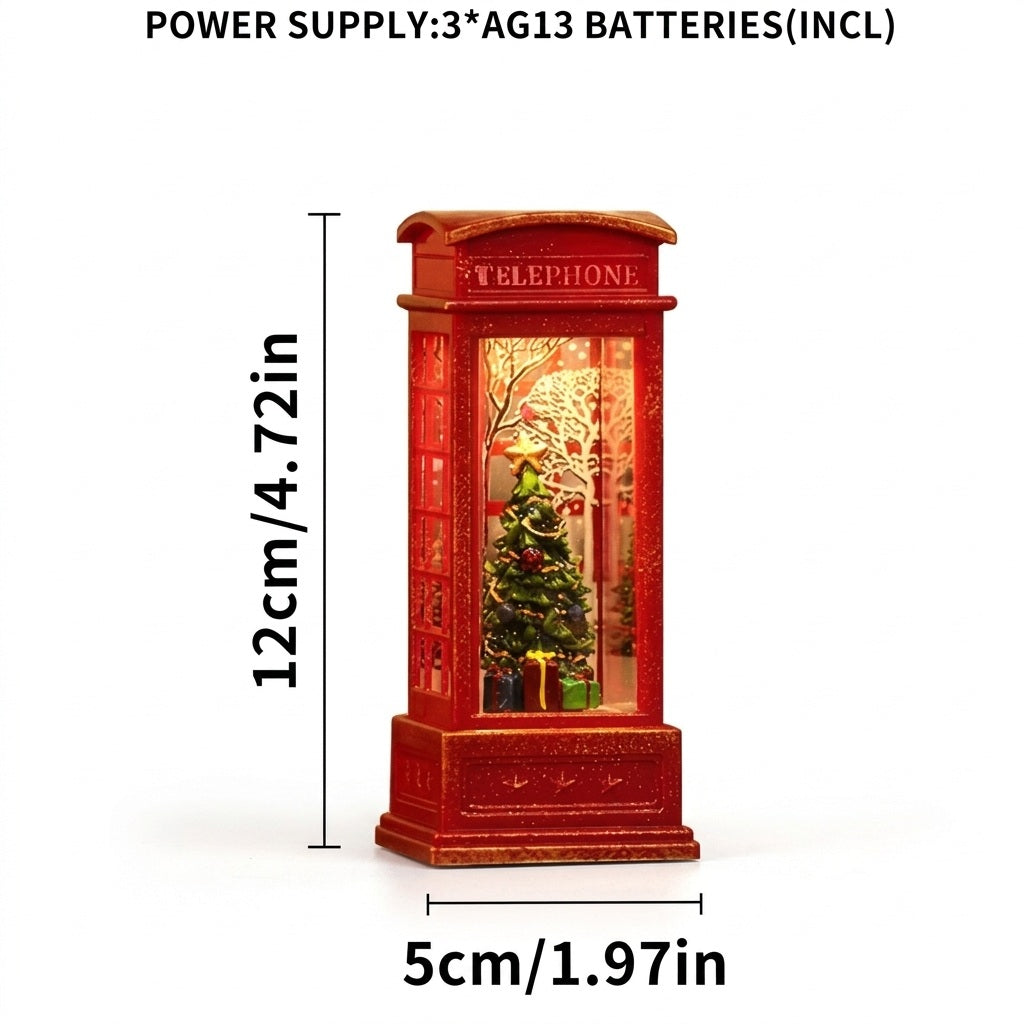 Set Of 3 Christmas Mini Telephone Booth Lights