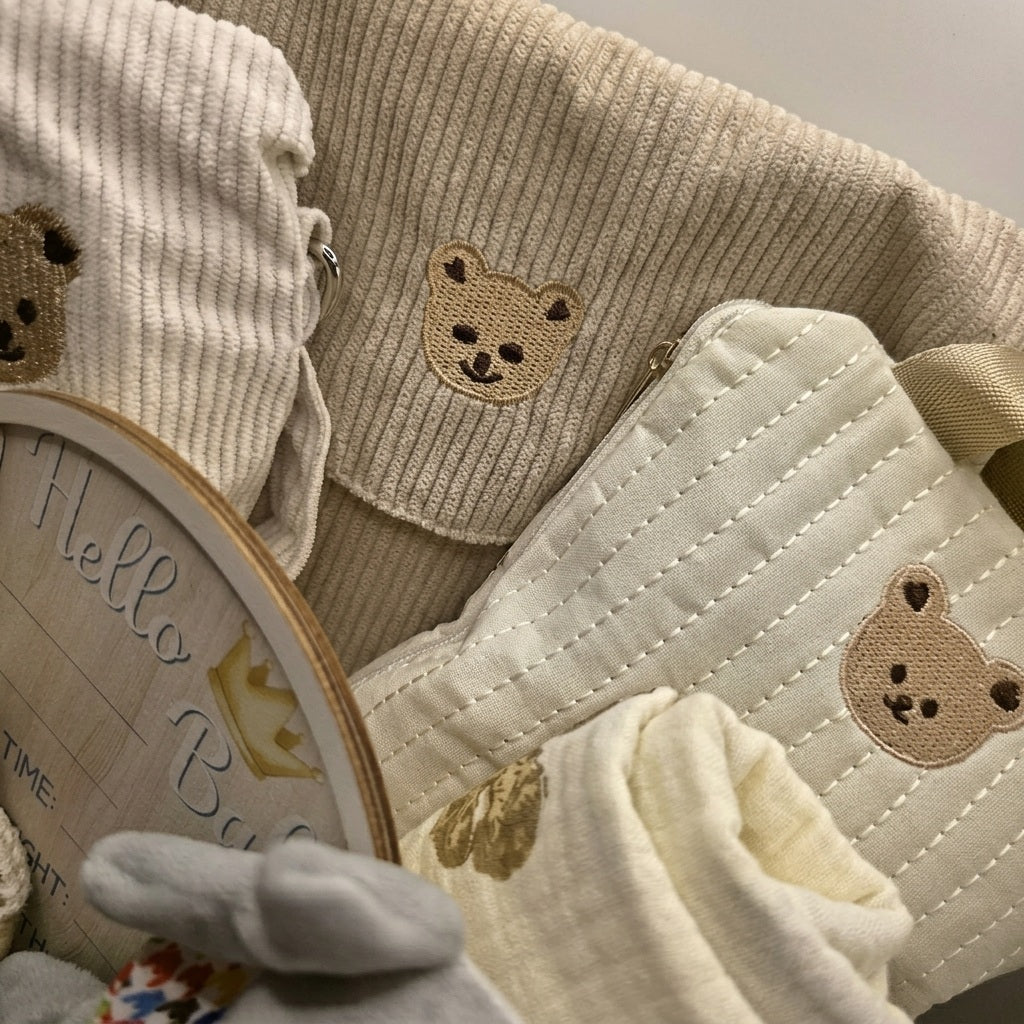 Newborn Baby Boy Gift Hamper Basket - 8 Piece Set