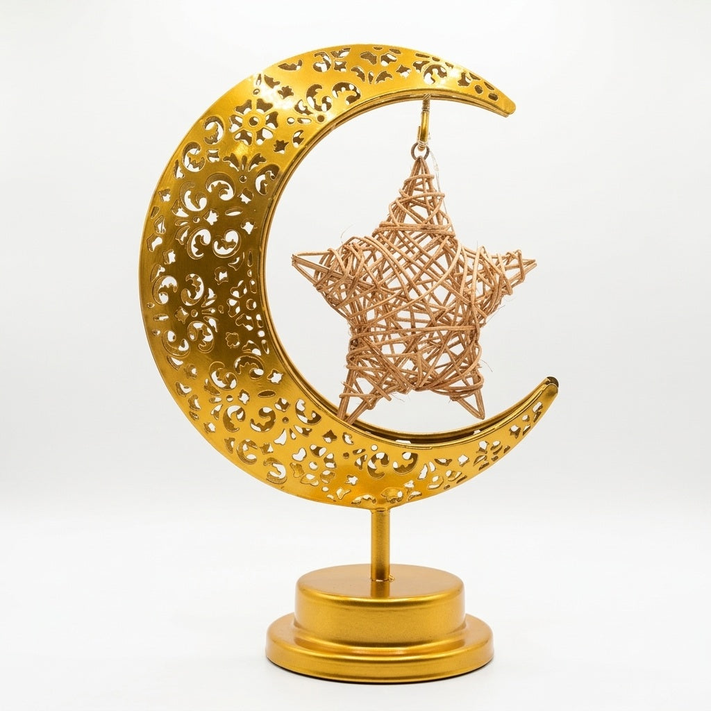 Gold Crescent Moon & Star - Ramadan & Eid Decor