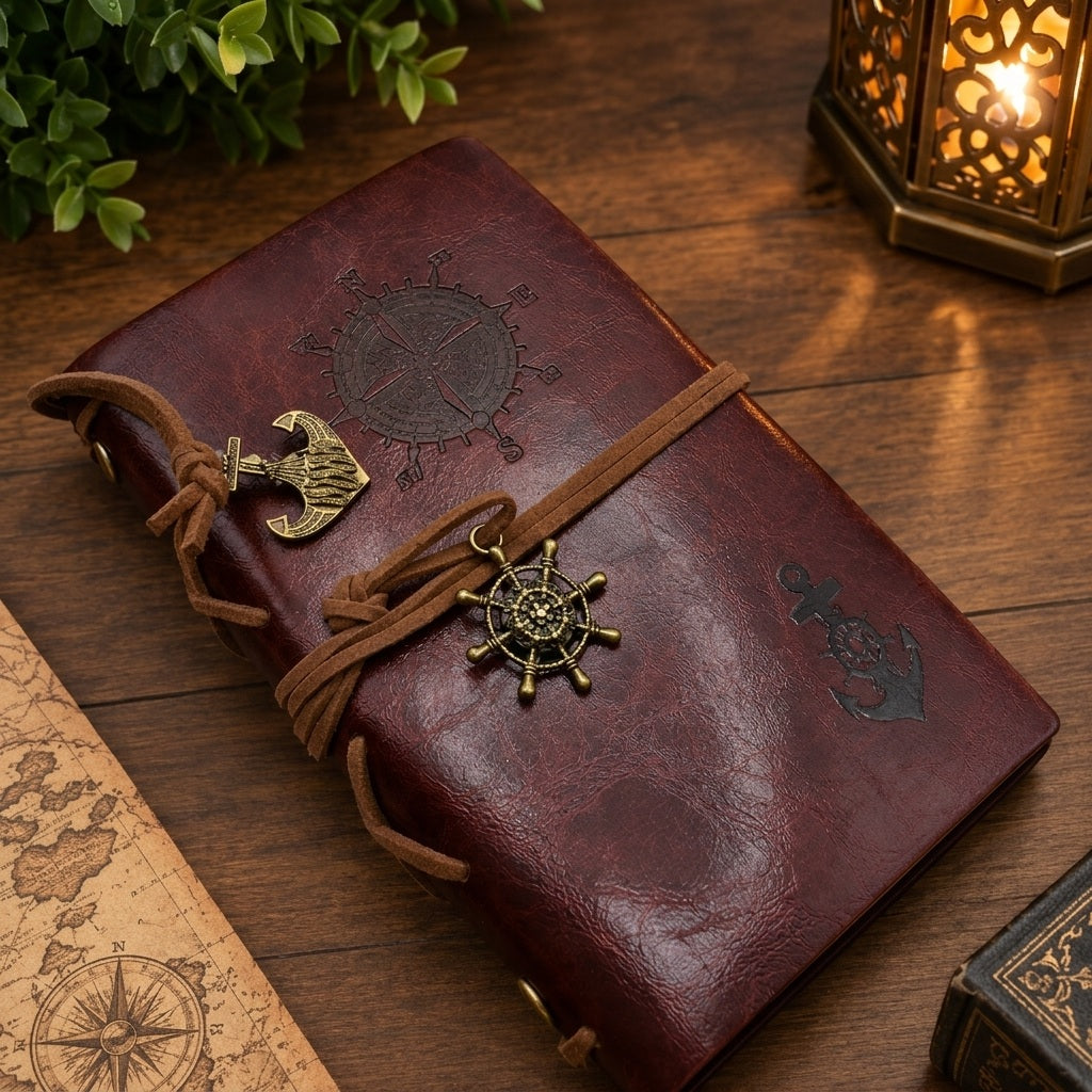 Vintage Pirate Theme Leather Look Notebook